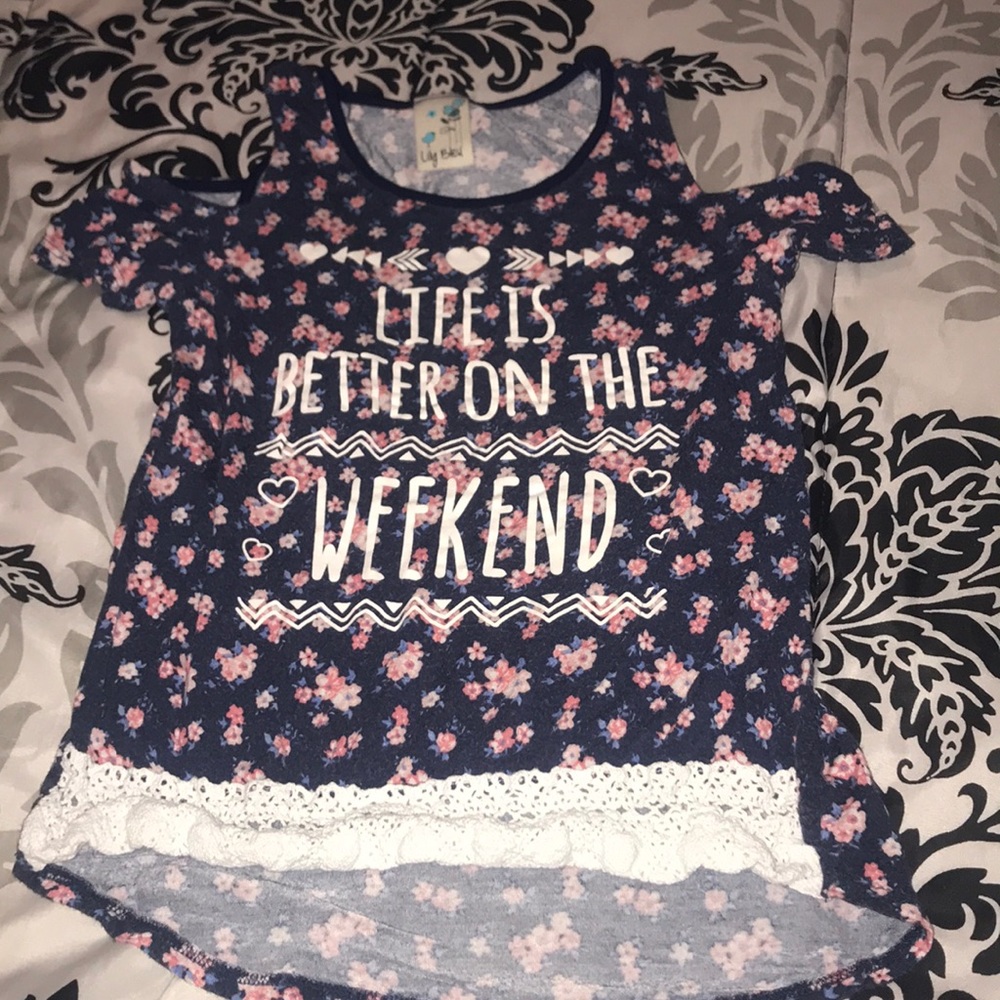 blue floral shirt